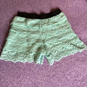 Mint blue/green embroidery shorts